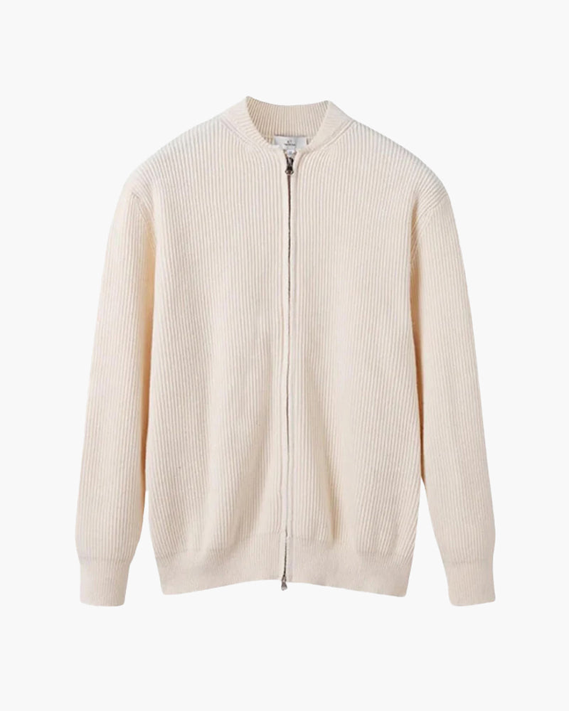 Cotton Ribbed Zip Cardigan