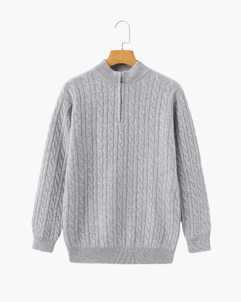 Cashmere Cable-Knit Half-Zip Sweater