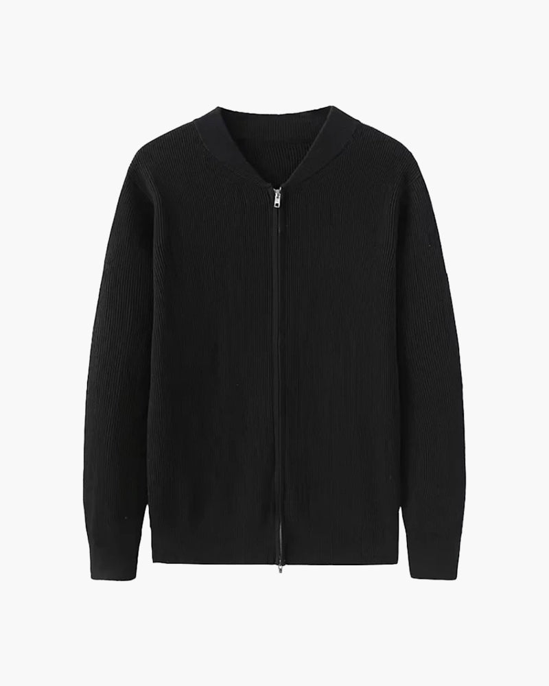 Cotton Ribbed Zip Cardigan
