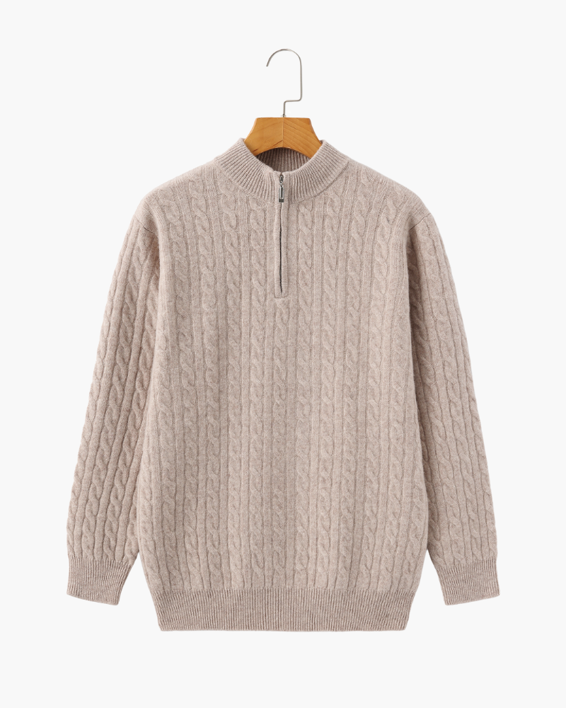 Cashmere Cable-Knit Half-Zip Sweater