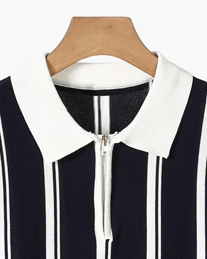 Modena Polo Striped Half-Zip