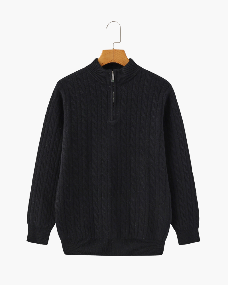 Cashmere Cable-Knit Half-Zip Sweater
