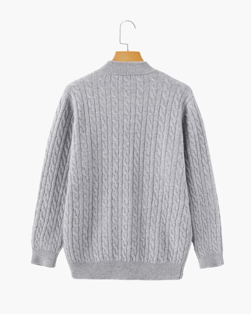 Cashmere Cable-Knit Half-Zip Sweater