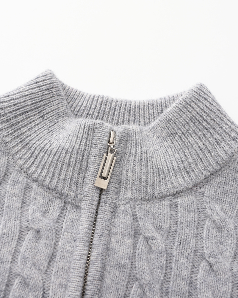 Cashmere Cable-Knit Half-Zip Sweater