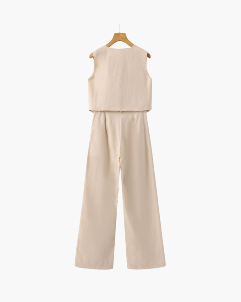 Classy Women's - Linen & Cotton Two-piece Set