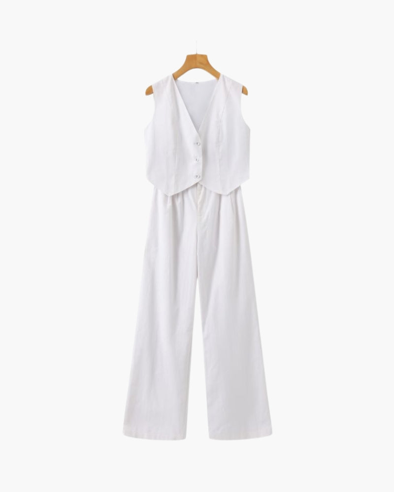 Classy Women's - Linen & Cotton Two-piece Set