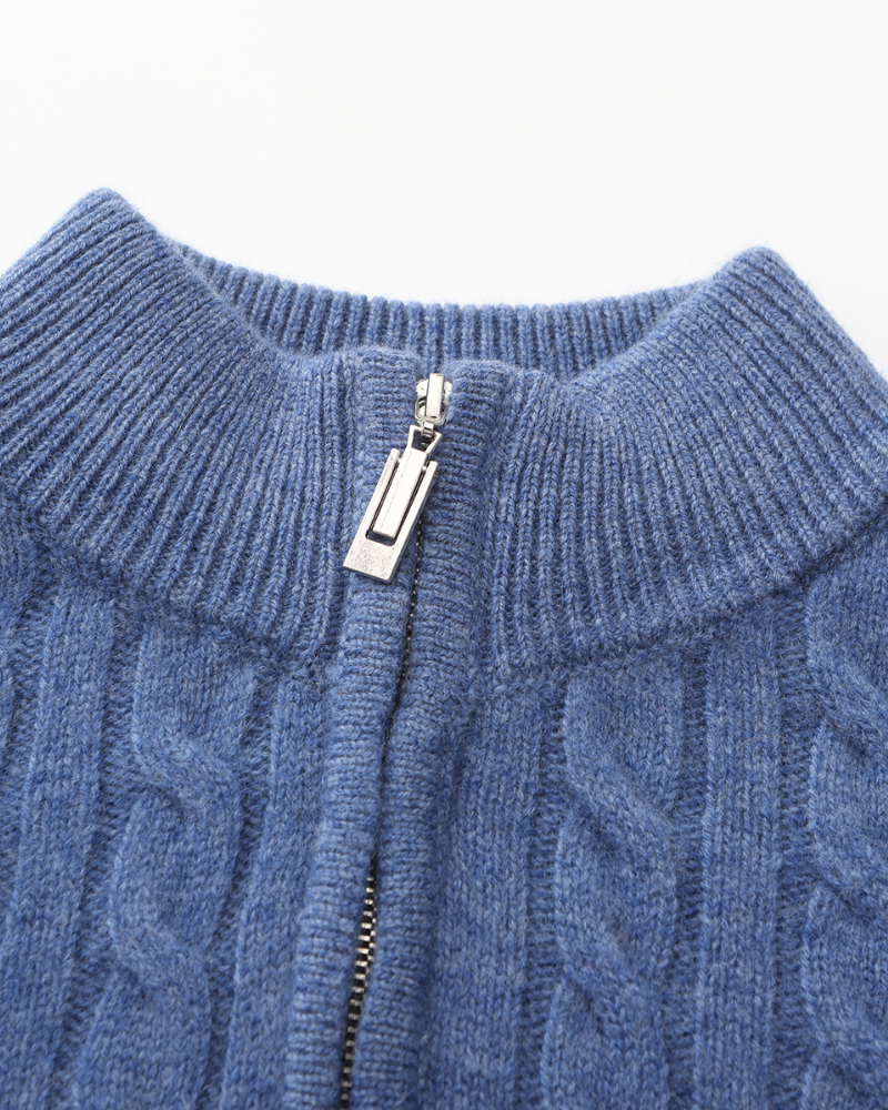 Cashmere Cable-Knit Half-Zip Sweater