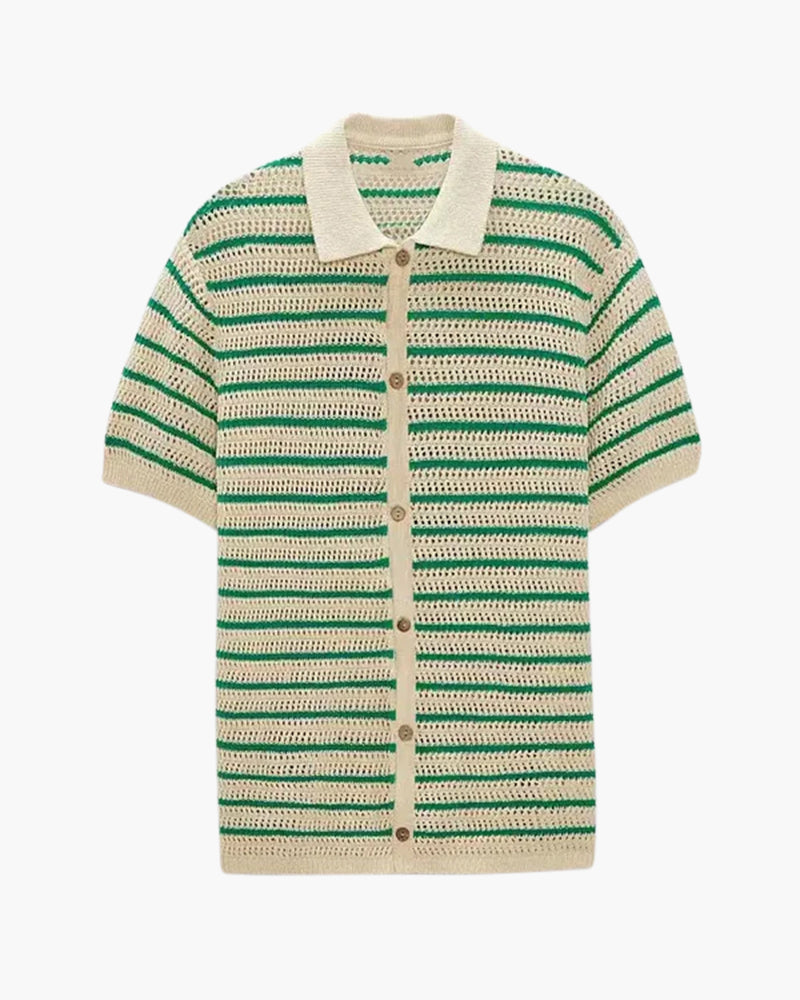 Marbella - Knitted Short Sleeve Button Shirt