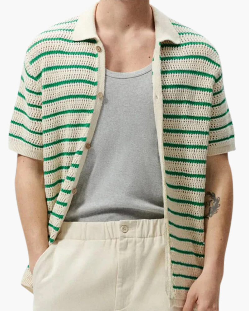 Marbella - Knitted Short Sleeve Button Shirt