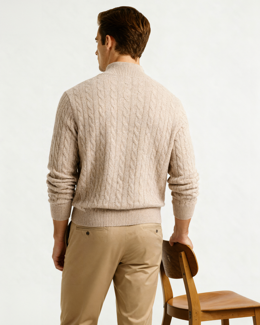 Cashmere Cable-Knit Half-Zip Sweater