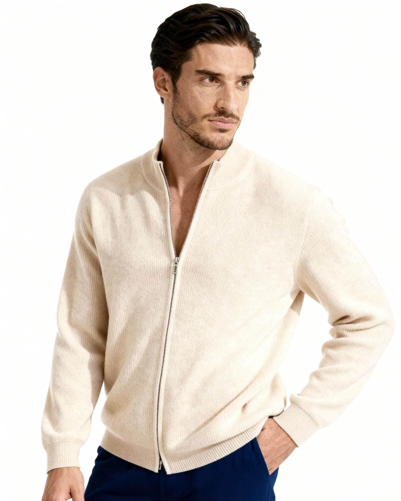 Cashmere Zip Cardigan